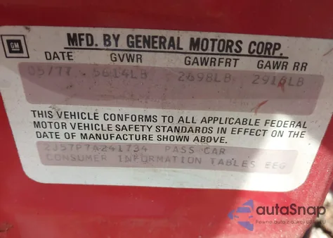 1977 Pontiac Grand Prix из США, поврежденный, VIN 2J57P78241734